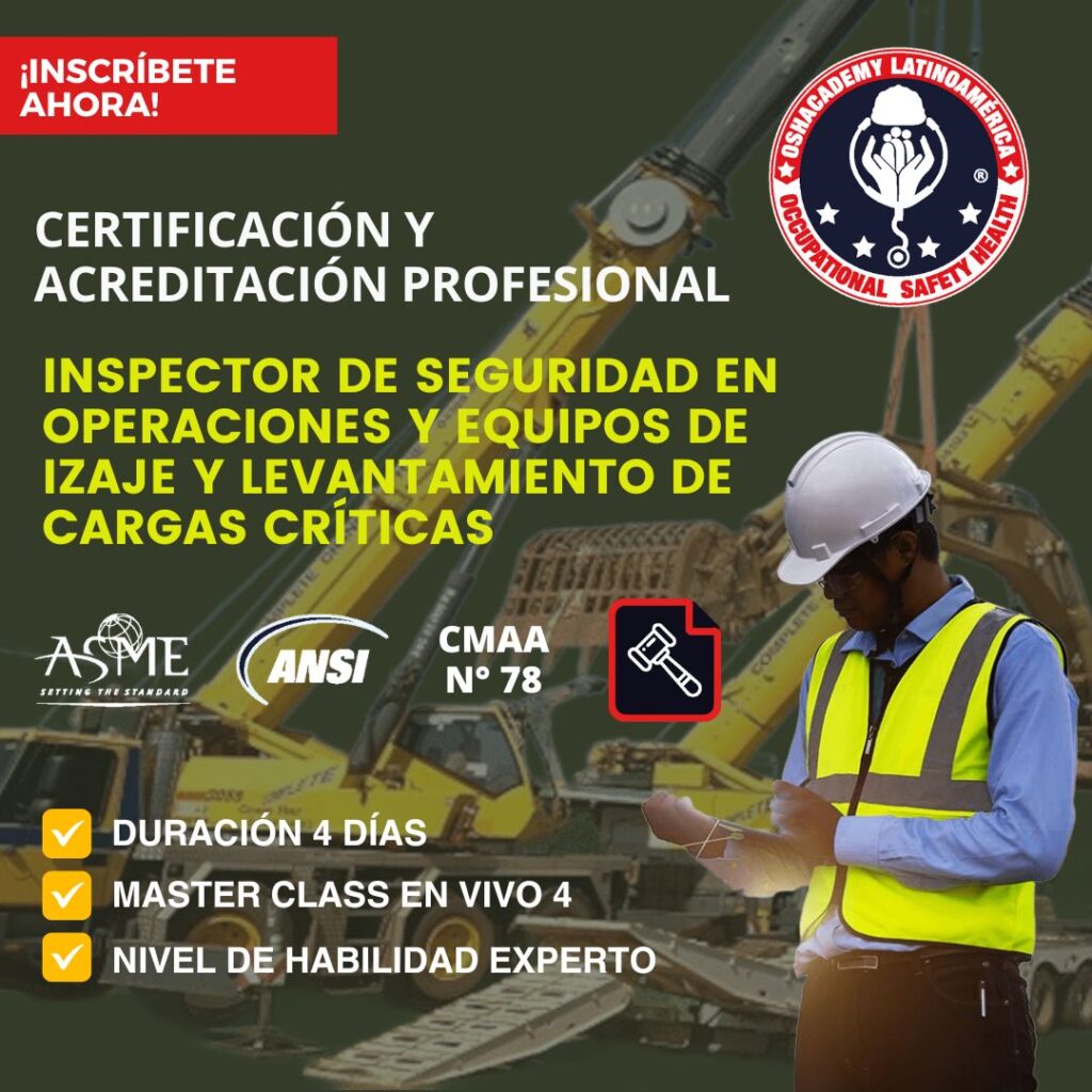 ACREDITACIÓN INTERNACIONAL – INSP DE SST EN MANIOBRAS DE IZAJES CRÍTICO.